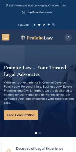 Anteprima del sito Prainito Law, referenziato per la pubblicazione di articoli sponsorizzati