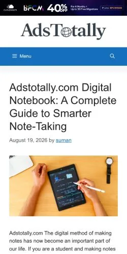 Preview of the Ads Totally website, listed for sponsored article publication