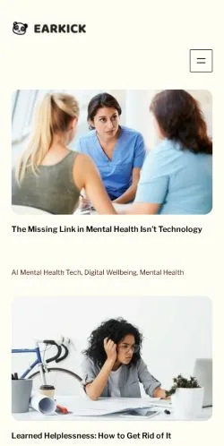 Forhåndsvisning av nettstedet Earkick AI Self-Care, oppført for publisering av sponsede artikler