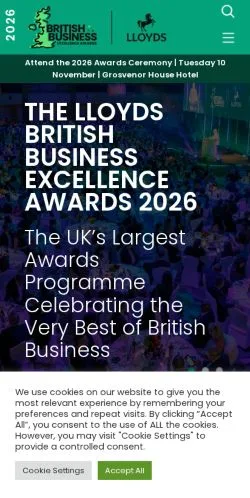 Anteprima del sito Lloyds British Business Awards, referenziato per la pubblicazione di articoli sponsorizzati