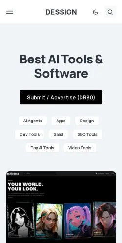 Preview of the Dessign AI Tools website, listed for sponsored article publication