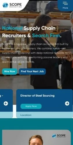 Förhandsvisning av webbplatsen SCOPE Recruiting, listad för publicering av sponsrade artiklar