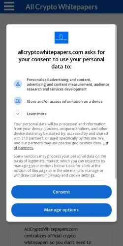 スポンサード記事の掲載先として登録されたCrypto Whitepapersのサイトプレビュー