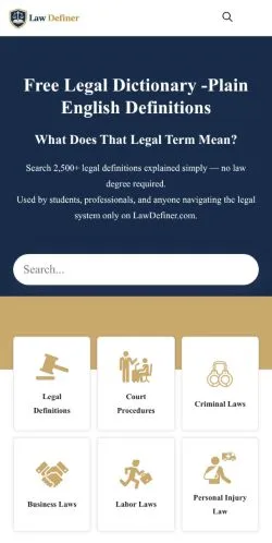 Forhåndsvisning av nettstedet Law Definer, oppført for publisering av sponsede artikler