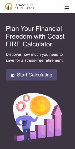 スポンサード記事の掲載先として登録されたCoast FIRE Calculatorのサイトプレビュー