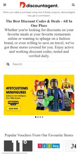 Forhåndsvisning af discountagent.co.uk, opført til udgivelse af sponsorerede artikler