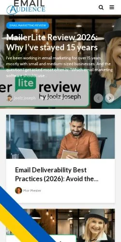 Forhåndsvisning av nettstedet Email Audience, oppført for publisering av sponsede artikler