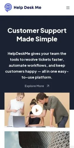 Preview of the HelpDeskMe website, listed for sponsored article publication
