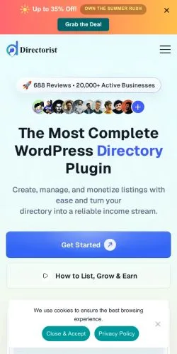 Vista previa del sitio Directorist AI Directory, referenciado para publicar artículos patrocinados