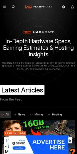 Vista previa del sitio Hashrate Resources, referenciado para publicar artículos patrocinados
