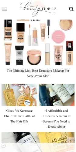 Anteprima del sito Beauty Tidbits, referenziato per la pubblicazione di articoli sponsorizzati