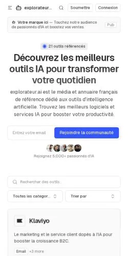 Preview of the Explorateur AI website, listed for sponsored article publication