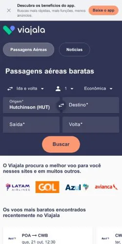 Forhåndsvisning af Viajala Voos Baratos, opført til udgivelse af sponsorerede artikler