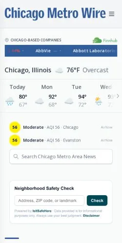 Forhåndsvisning af Chicago Metrowire, opført til udgivelse af sponsorerede artikler