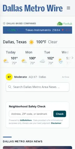 Anteprima del sito Dallas Metrowire, referenziato per la pubblicazione di articoli sponsorizzati
