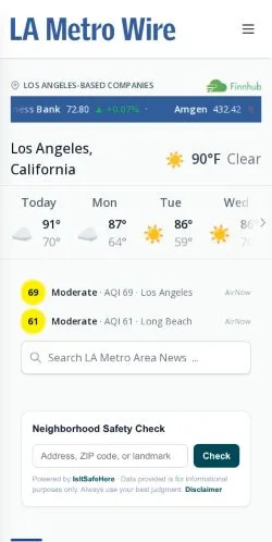スポンサード記事の掲載先として登録されたLA Metrowireのサイトプレビュー
