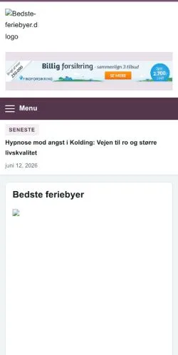 스폰서 기사 게재 매체로 등록된 Bedste Feriebyer 사이트 미리보기