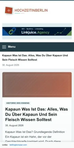 Anteprima del sito Hochzeit In Berlin, referenziato per la pubblicazione di articoli sponsorizzati