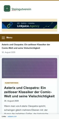 Anteprima del sito Steingutverein, referenziato per la pubblicazione di articoli sponsorizzati