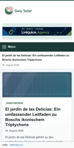 Anteprima del sito GWU Solar, referenziato per la pubblicazione di articoli sponsorizzati
