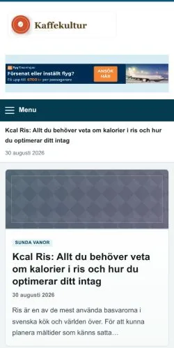 Anteprima del sito Kaffekultur, referenziato per la pubblicazione di articoli sponsorizzati