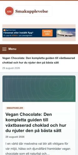 Anteprima del sito Smakupplevelse, referenziato per la pubblicazione di articoli sponsorizzati