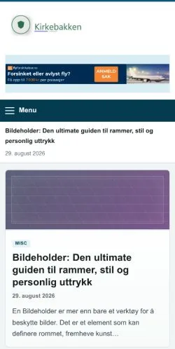 Anteprima del sito Kirkebakken, referenziato per la pubblicazione di articoli sponsorizzati