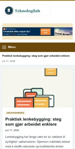 Voorbeeld van de website teknologilab.com, vermeld voor de publicatie van gesponsorde artikelen