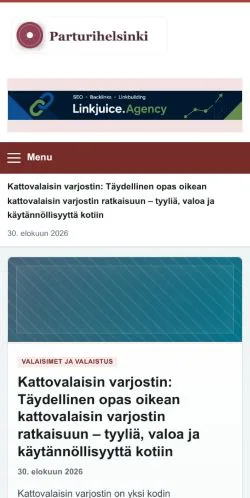 Podgląd witryny Parturi Helsinki, ujętej jako miejsce publikacji artykułów sponsorowanych