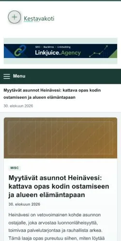 Anteprima del sito Kestavakoti, referenziato per la pubblicazione di articoli sponsorizzati