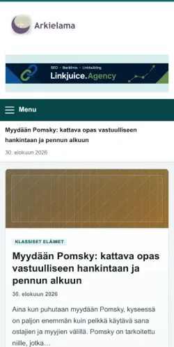 스폰서 기사 게재 매체로 등록된 Arkielama 사이트 미리보기