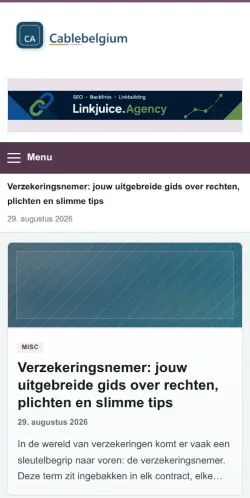 스폰서 기사 게재 매체로 등록된 Cable Belgium 사이트 미리보기