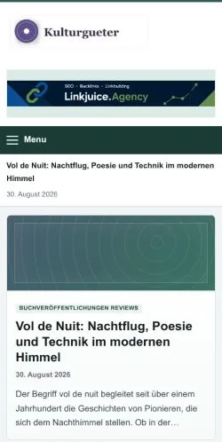 Podgląd witryny Kulturgueter, ujętej jako miejsce publikacji artykułów sponsorowanych