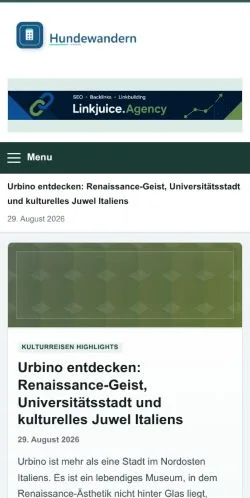Podgląd witryny Hundewandern, ujętej jako miejsce publikacji artykułów sponsorowanych