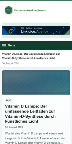 Podgląd witryny Permanent Makeup Luzern, ujętej jako miejsce publikacji artykułów sponsorowanych
