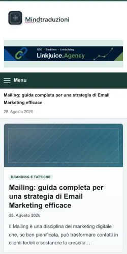 スポンサード記事の掲載先として登録されたMind Traduzioniのサイトプレビュー