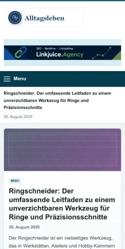 Podgląd witryny Alltagsleben, ujętej jako miejsce publikacji artykułów sponsorowanych