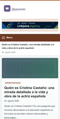 Anteprima del sito Oraciones, referenziato per la pubblicazione di articoli sponsorizzati