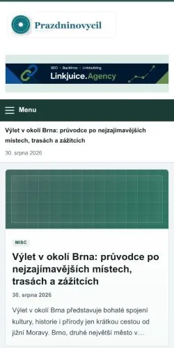 Podgląd witryny Prazdninovycil, ujętej jako miejsce publikacji artykułów sponsorowanych
