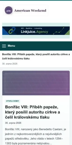 Anteprima del sito American Weekend, referenziato per la pubblicazione di articoli sponsorizzati
