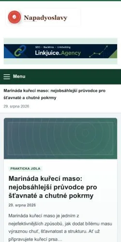 Anteprima del sito Napady Oslavy, referenziato per la pubblicazione di articoli sponsorizzati