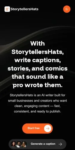 Vista previa del sitio Storytellers Hats, referenciado para publicar artículos patrocinados
