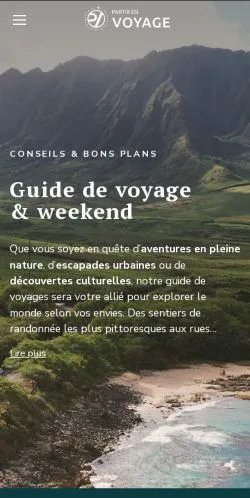 스폰서 기사 게재 매체로 등록된 Partir en Voyage 사이트 미리보기