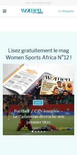 Voorbeeld van de website Women Sports Africa, vermeld voor de publicatie van gesponsorde artikelen