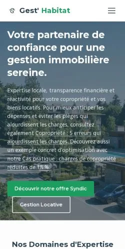 Pré-visualização do site Gest'Habitat, referenciado para publicar artigos patrocinados