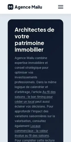 Aperçu du site Agence Mailu, référencé pour publier un article sponsorisé