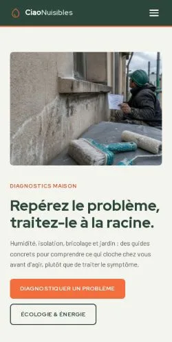 Aperçu du site Ciao Nuisibles, référencé pour publier un article sponsorisé