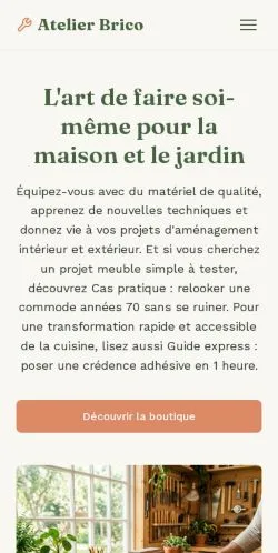 Aperçu du site Atelier Brico, référencé pour publier un article sponsorisé
