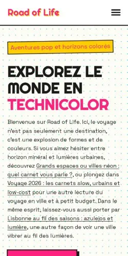 Aperçu du site Road of Life, référencé pour publier un article sponsorisé