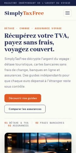 Aperçu du site SimplyTaxFree, référencé pour publier un article sponsorisé